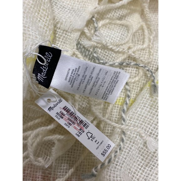 Madewell Ivory Gauzy Plaid Scarf NWT - Picture 7 of 7